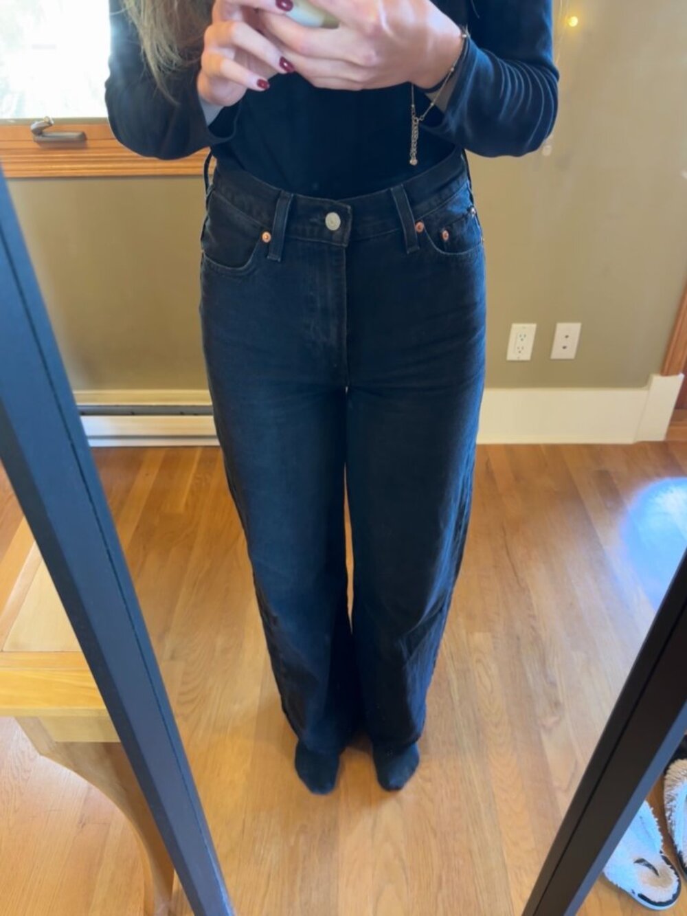 Levi's Ribcage Wide Leg Black Jeans - Size 26
